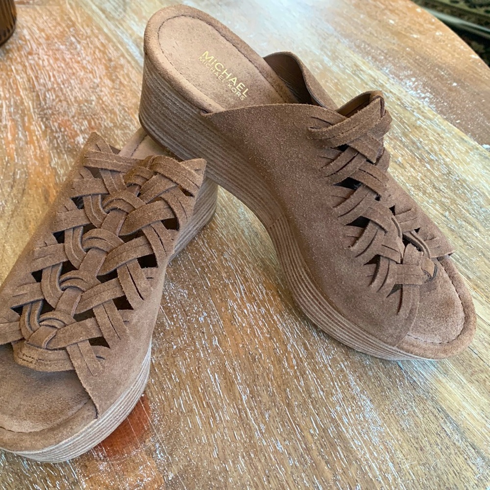 Michael‎ Kors Brown Suede Mules/ Sandals 7.5 M